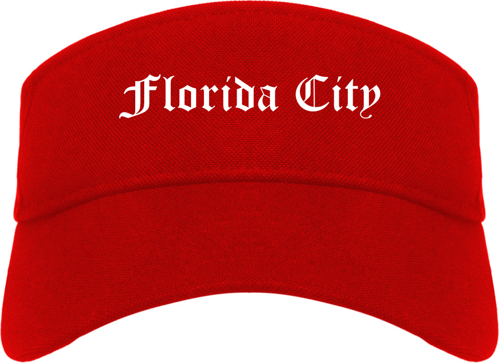 Florida City Florida FL Old English Mens Visor Cap Hat Red