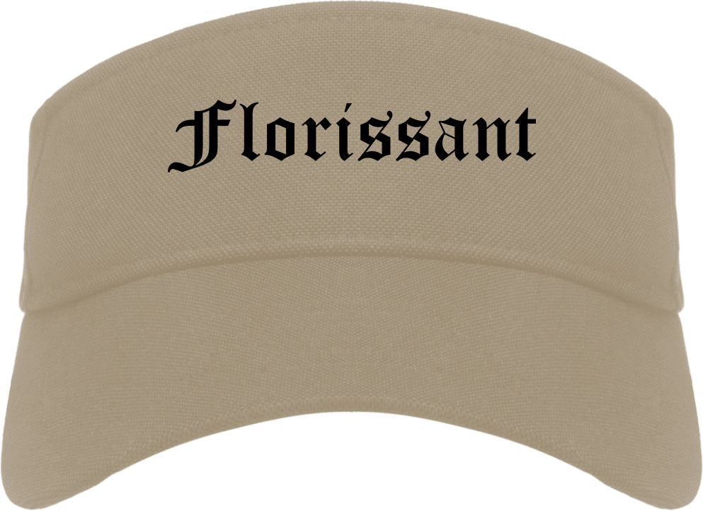 Florissant Missouri MO Old English Mens Visor Cap Hat Khaki