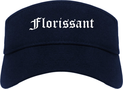 Florissant Missouri MO Old English Mens Visor Cap Hat Navy Blue