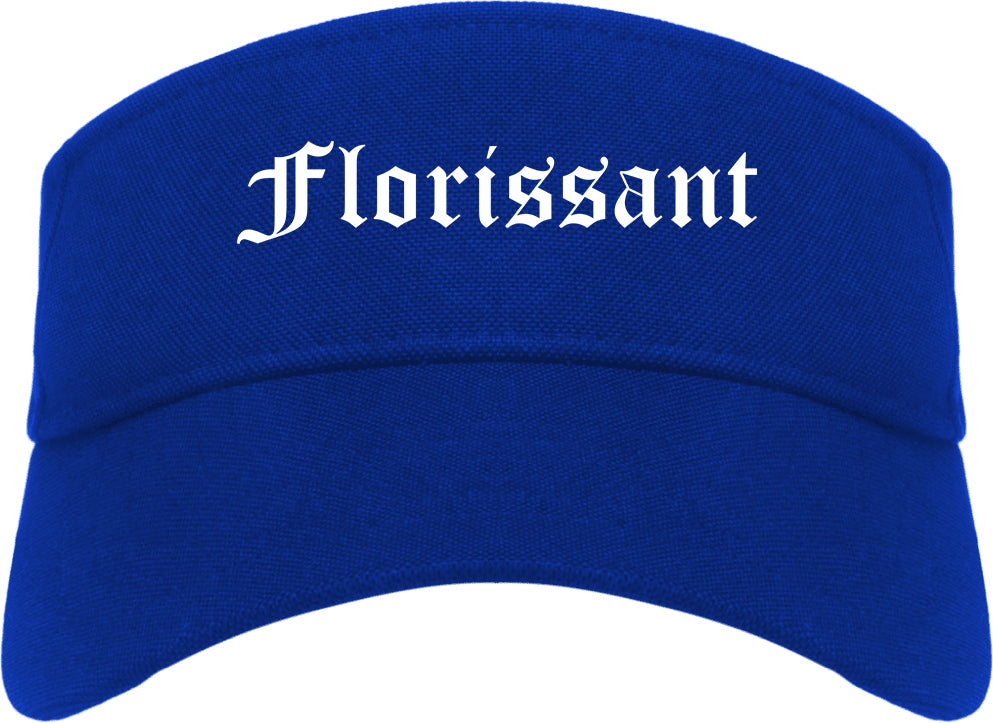 Florissant Missouri MO Old English Mens Visor Cap Hat Royal Blue