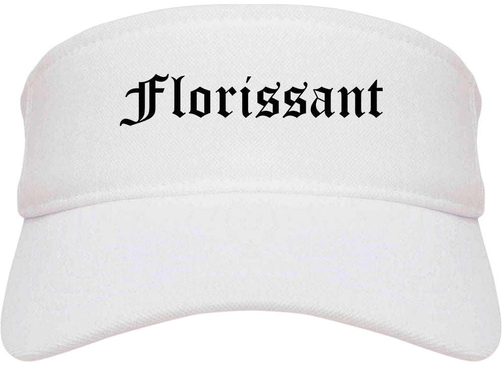 Florissant Missouri MO Old English Mens Visor Cap Hat White