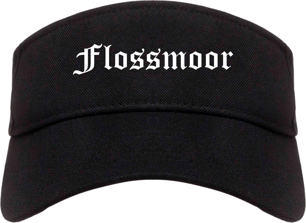 Flossmoor Illinois IL Old English Mens Visor Cap Hat Black