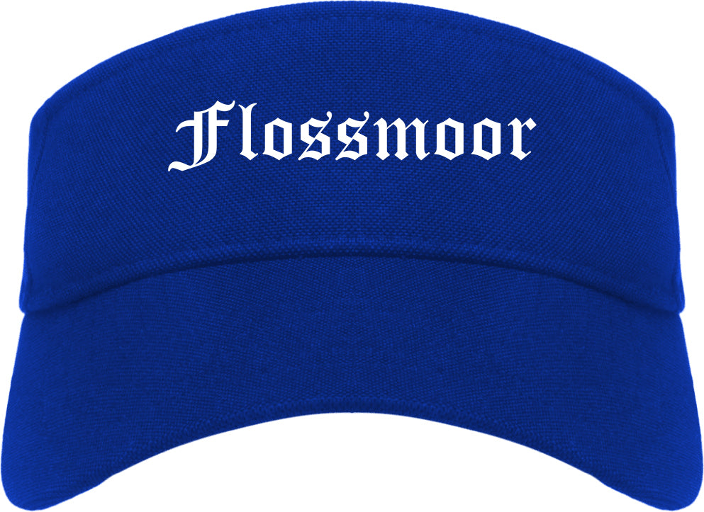 Flossmoor Illinois IL Old English Mens Visor Cap Hat Royal Blue