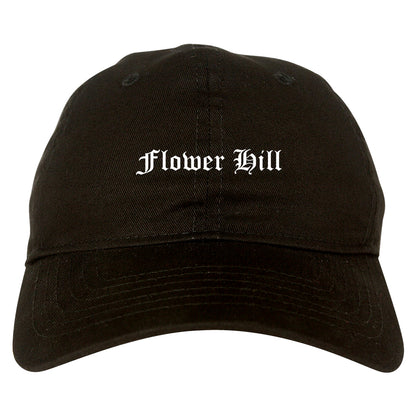 Flower Hill New York NY Old English Mens Dad Hat Baseball Cap Black