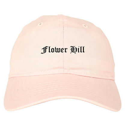 Flower Hill New York NY Old English Mens Dad Hat Baseball Cap Pink
