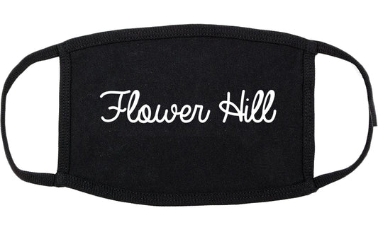 Flower Hill New York NY Script Cotton Face Mask Black