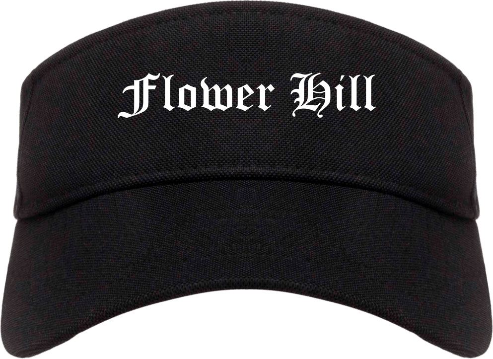 Flower Hill New York NY Old English Mens Visor Cap Hat Black