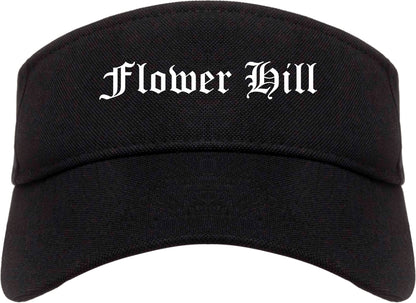 Flower Hill New York NY Old English Mens Visor Cap Hat Black