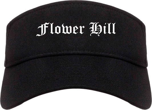 Flower Hill New York NY Old English Mens Visor Cap Hat Black