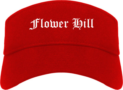 Flower Hill New York NY Old English Mens Visor Cap Hat Red