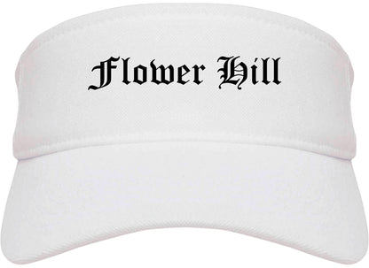 Flower Hill New York NY Old English Mens Visor Cap Hat White
