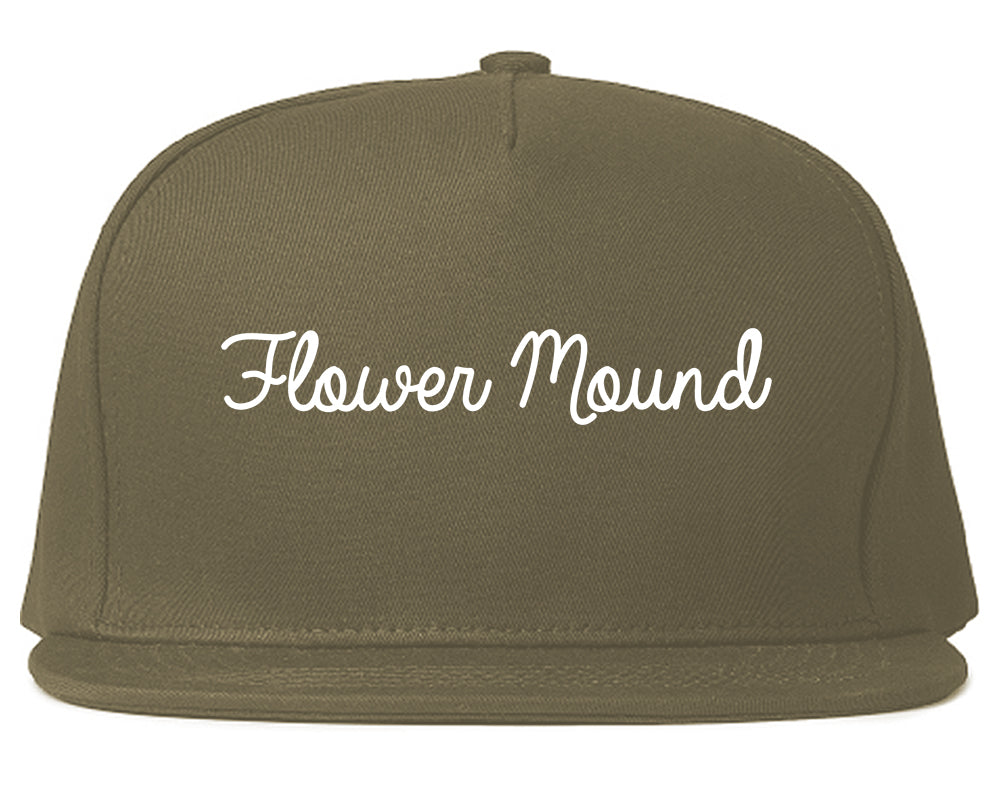Flower Mound Texas TX Script Mens Snapback Hat Grey