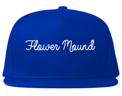 Flower Mound Texas TX Script Mens Snapback Hat Royal Blue