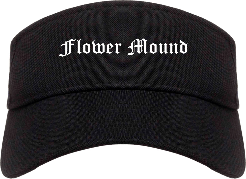 Flower Mound Texas TX Old English Mens Visor Cap Hat Black