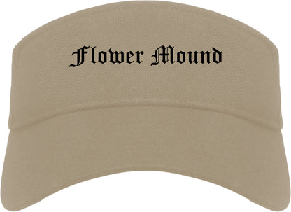 Flower Mound Texas TX Old English Mens Visor Cap Hat Khaki