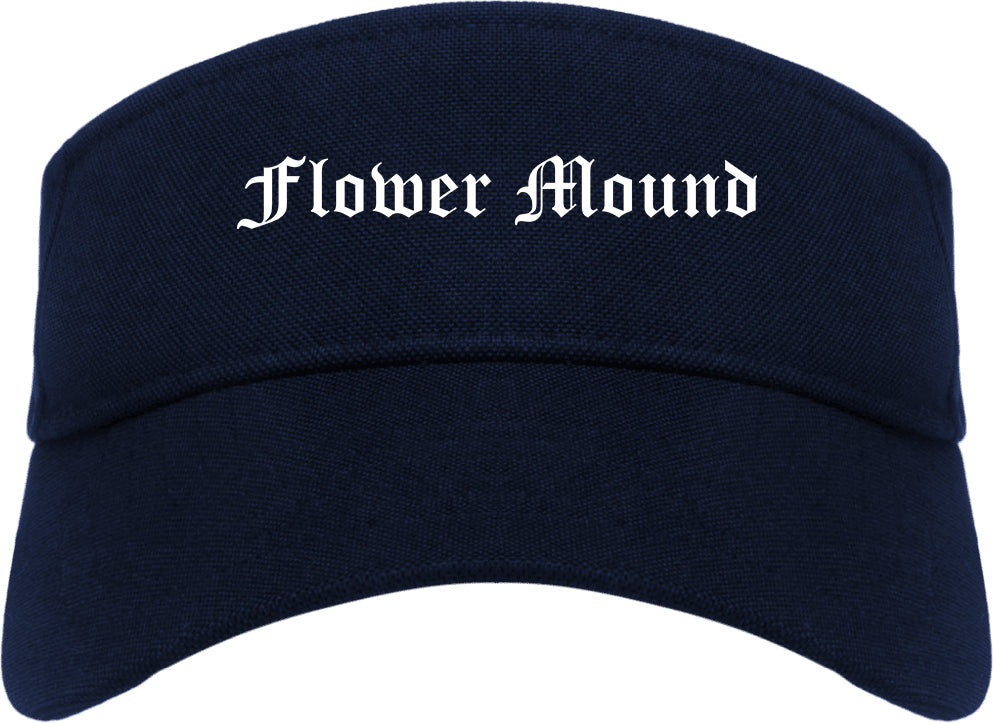 Flower Mound Texas TX Old English Mens Visor Cap Hat Navy Blue