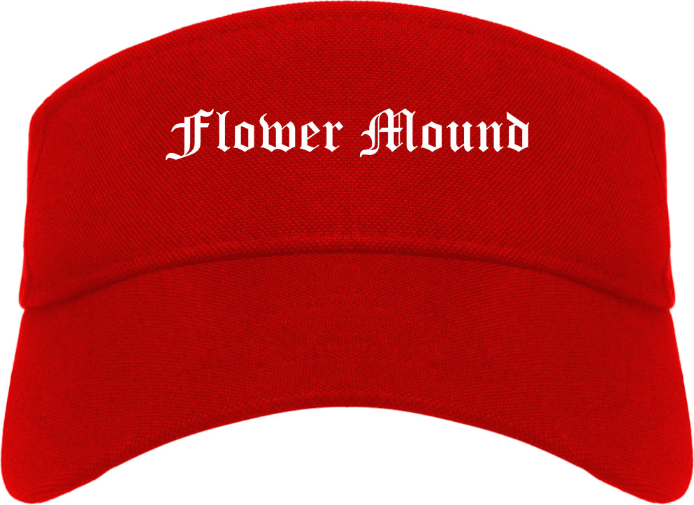 Flower Mound Texas TX Old English Mens Visor Cap Hat Red