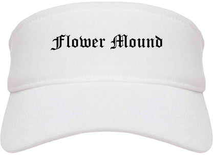 Flower Mound Texas TX Old English Mens Visor Cap Hat White