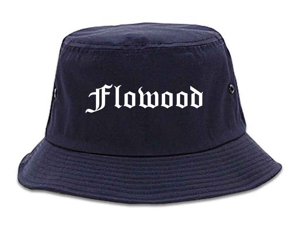 Flowood Mississippi MS Old English Mens Bucket Hat Navy Blue