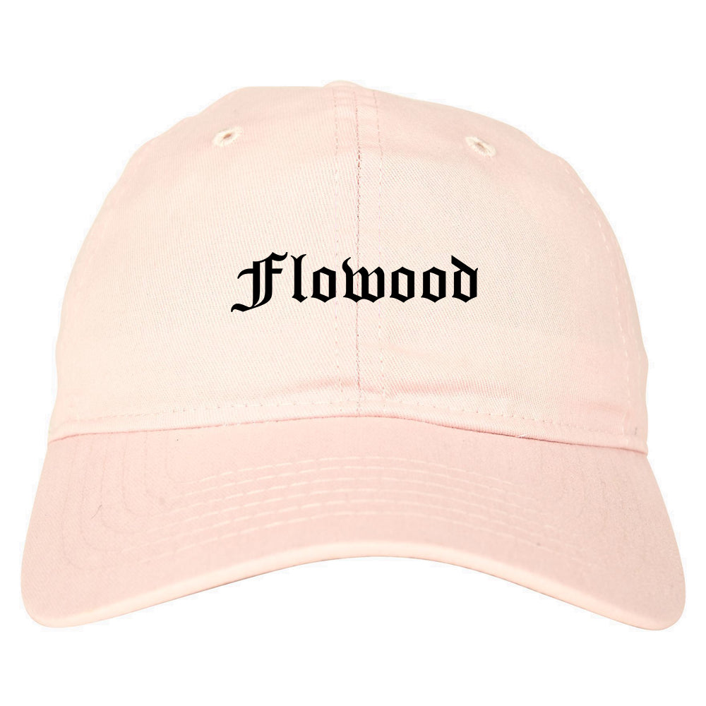 Flowood Mississippi MS Old English Mens Dad Hat Baseball Cap Pink
