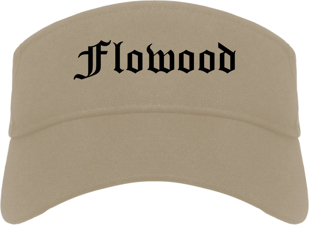 Flowood Mississippi MS Old English Mens Visor Cap Hat Khaki