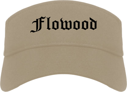Flowood Mississippi MS Old English Mens Visor Cap Hat Khaki