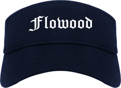 Flowood Mississippi MS Old English Mens Visor Cap Hat Navy Blue