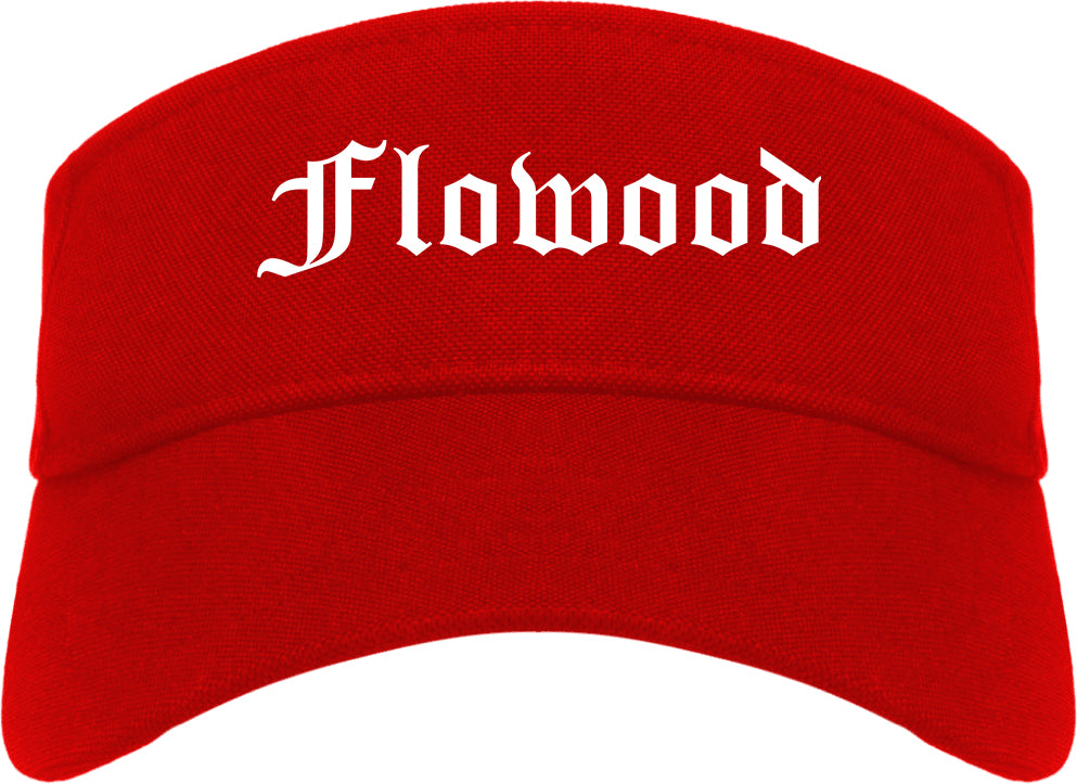 Flowood Mississippi MS Old English Mens Visor Cap Hat Red