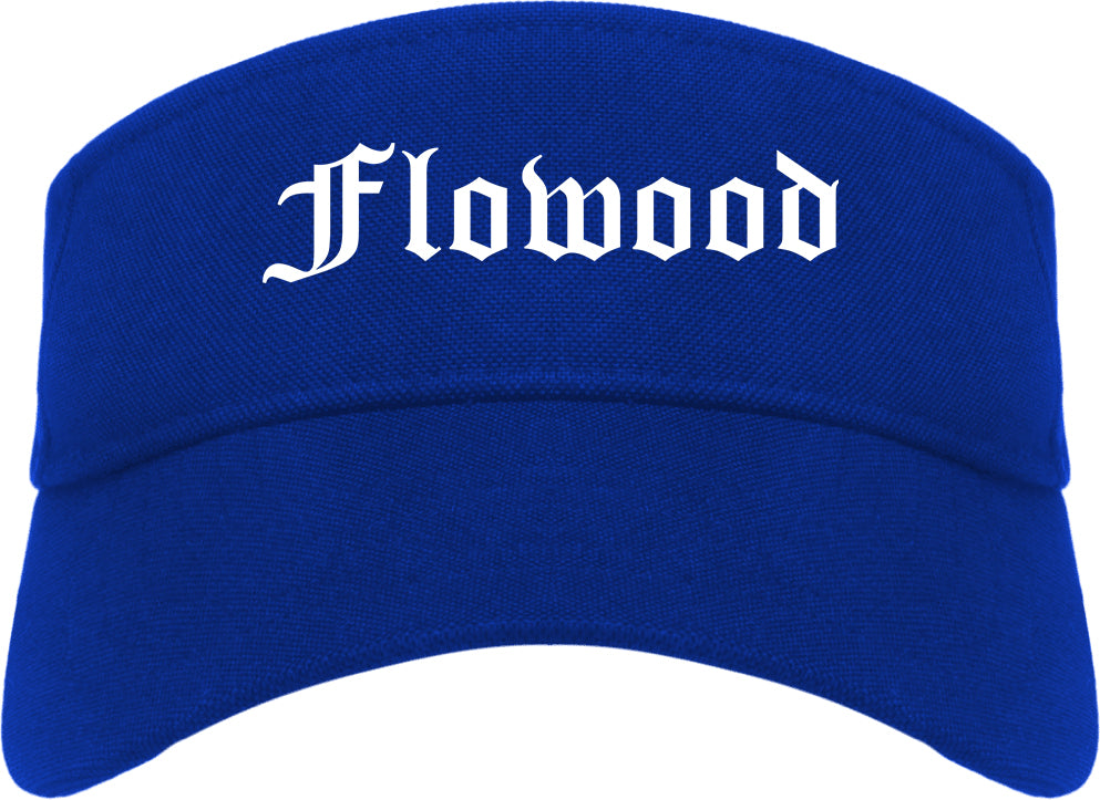 Flowood Mississippi MS Old English Mens Visor Cap Hat Royal Blue