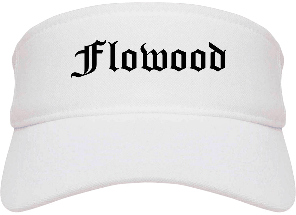 Flowood Mississippi MS Old English Mens Visor Cap Hat White