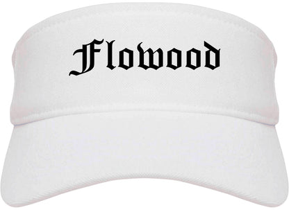 Flowood Mississippi MS Old English Mens Visor Cap Hat White