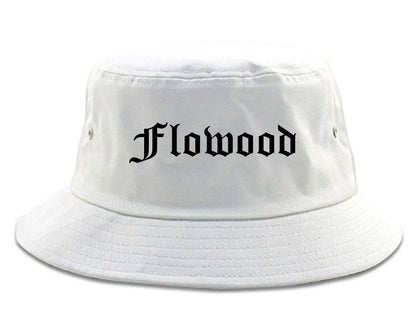 Flowood Mississippi MS Old English Mens Bucket Hat White