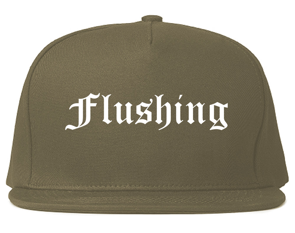 Flushing Michigan MI Old English Mens Snapback Hat Grey