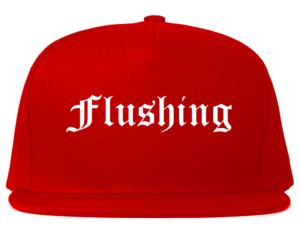 Flushing Michigan MI Old English Mens Snapback Hat Red