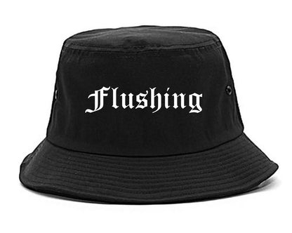 Flushing Michigan MI Old English Mens Bucket Hat Black