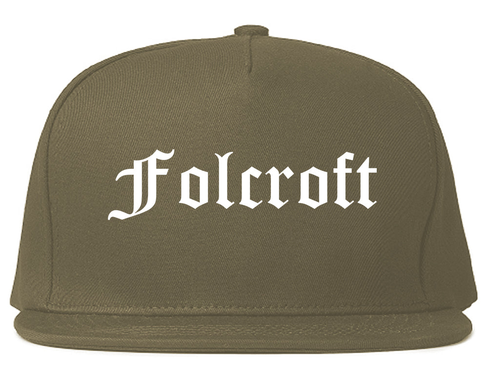Folcroft Pennsylvania PA Old English Mens Snapback Hat Grey