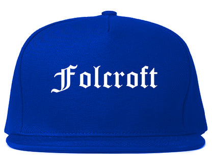 Folcroft Pennsylvania PA Old English Mens Snapback Hat Royal Blue