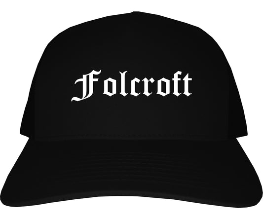 Folcroft Pennsylvania PA Old English Mens Trucker Hat Cap Black