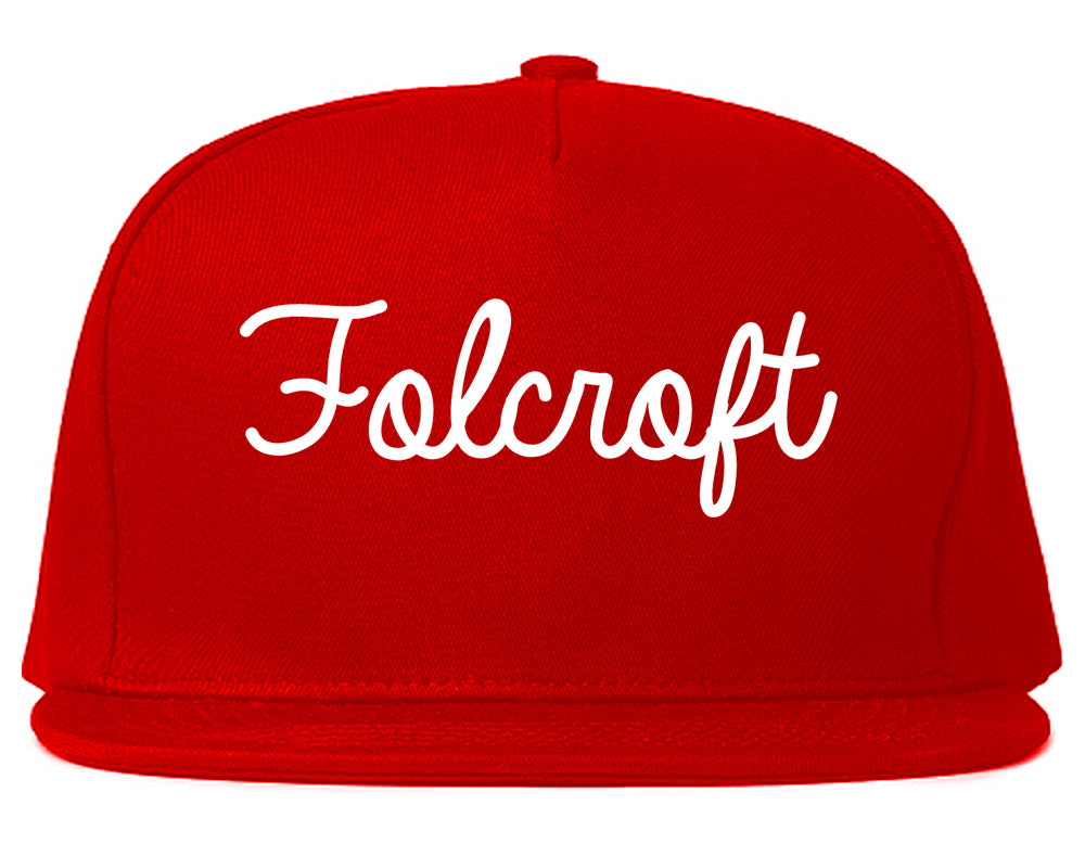 Folcroft Pennsylvania PA Script Mens Snapback Hat Red
