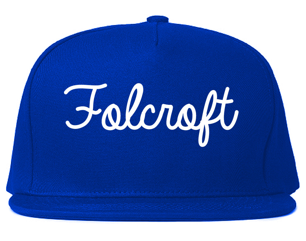 Folcroft Pennsylvania PA Script Mens Snapback Hat Royal Blue