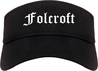 Folcroft Pennsylvania PA Old English Mens Visor Cap Hat Black