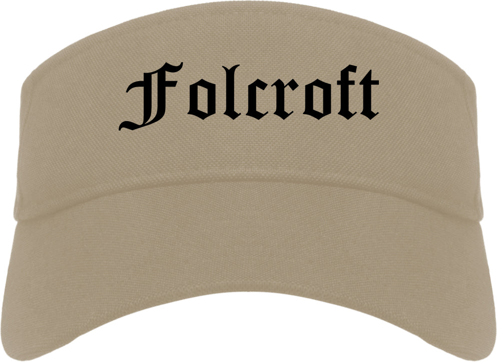 Folcroft Pennsylvania PA Old English Mens Visor Cap Hat Khaki
