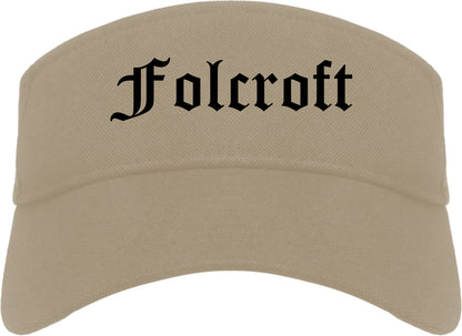 Folcroft Pennsylvania PA Old English Mens Visor Cap Hat Khaki
