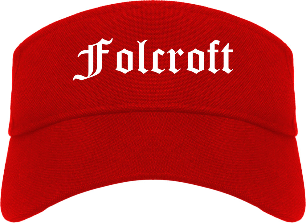 Folcroft Pennsylvania PA Old English Mens Visor Cap Hat Red