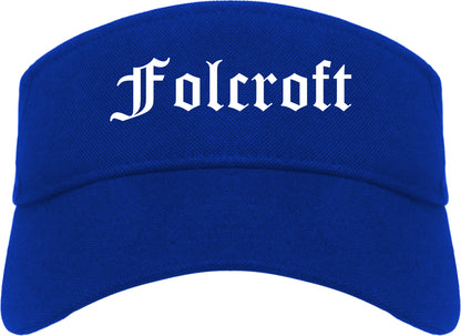 Folcroft Pennsylvania PA Old English Mens Visor Cap Hat Royal Blue
