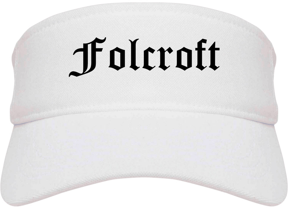 Folcroft Pennsylvania PA Old English Mens Visor Cap Hat White