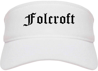 Folcroft Pennsylvania PA Old English Mens Visor Cap Hat White