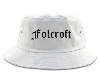 Folcroft Pennsylvania PA Old English Mens Bucket Hat White