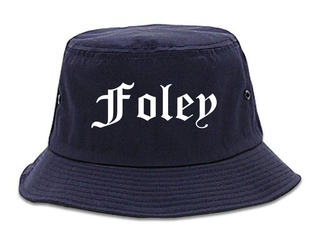 Foley Alabama AL Old English Mens Bucket Hat Navy Blue