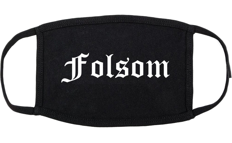 Folsom California CA Old English Cotton Face Mask Black